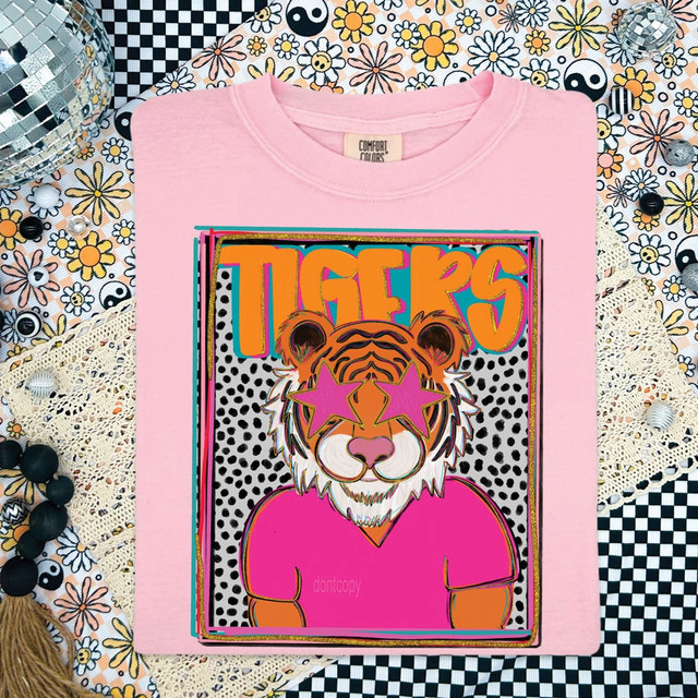 Tigers Colorful Mascot DTF Heat Transfer 