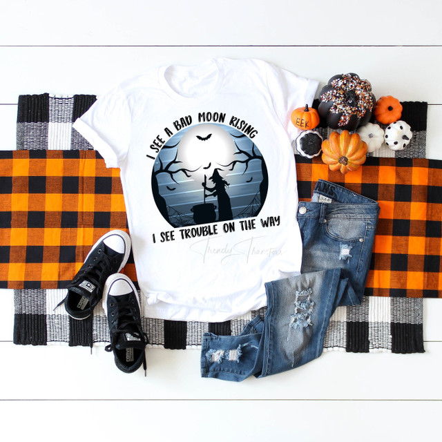 Bad Moon Rising Witch Halloween Sublimation Transfer