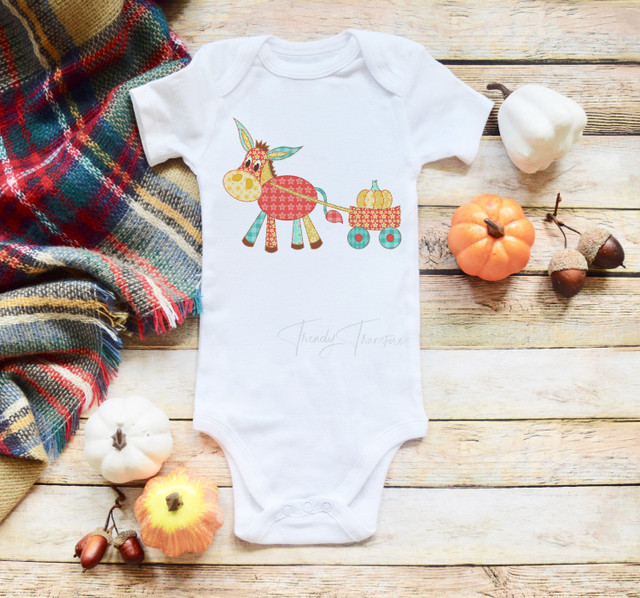 Patchwork Donkey with Pumpkin in a Wagon Sublimation Transfer