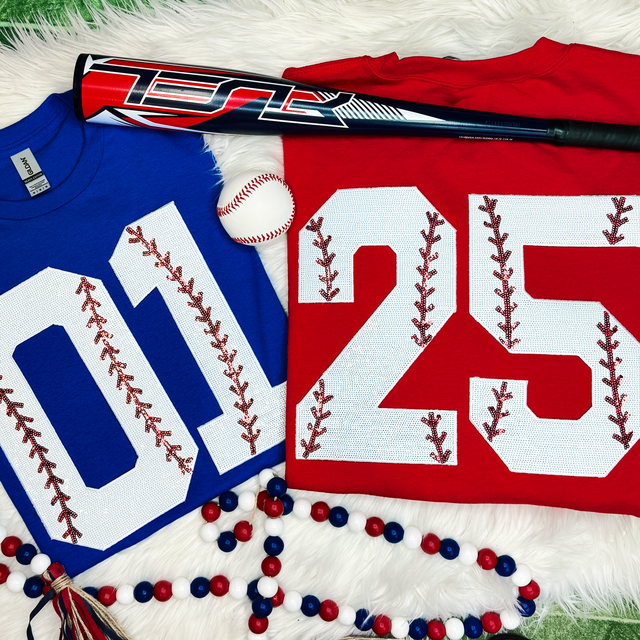 Baseball Number Sequin Patch