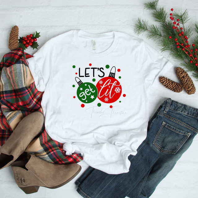 Let's Get Lit Christmas Bulbs Sublimation Transfer