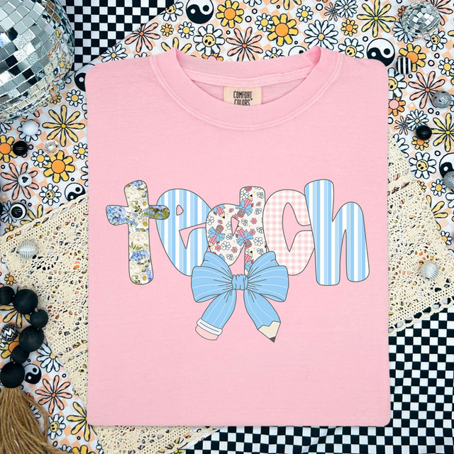 Coquette Teach Pencil Bow DTF Heat Transfer