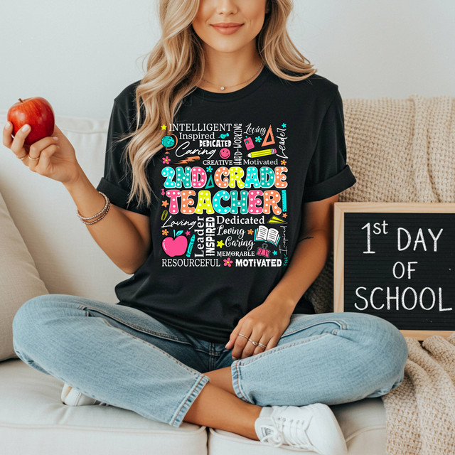2nd Grade Teacher Word Art DTF Heat Transfer