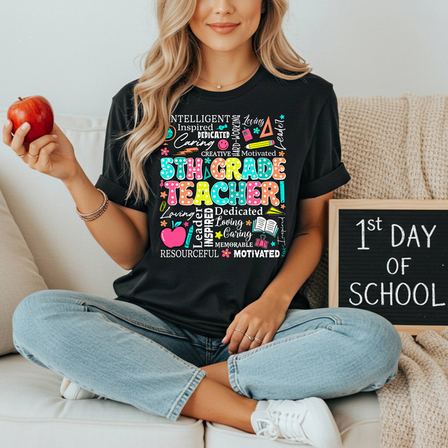 5th Grade Teacher Word Art DTF Heat Transfer