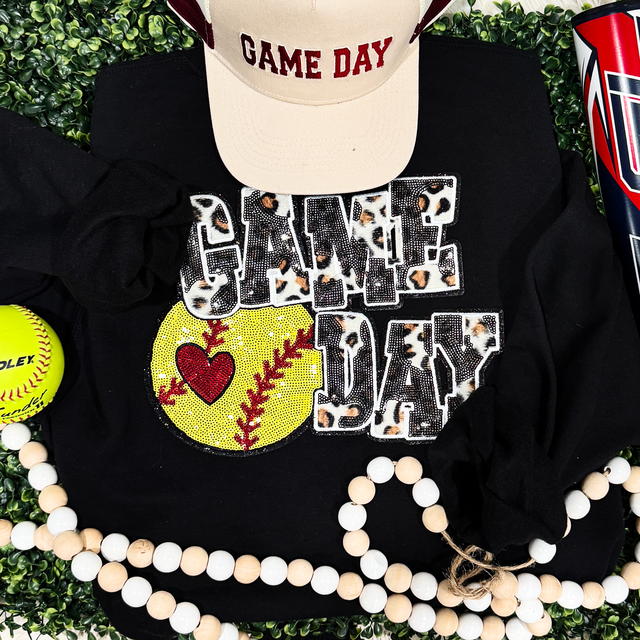 Softball Leopard & Sequins Patch