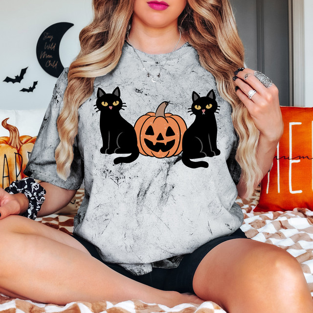 Black Cats & Pumpkin DTF Heat Transfer