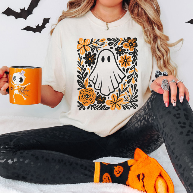 Boho Floral Ghost DTF Heat Transfer