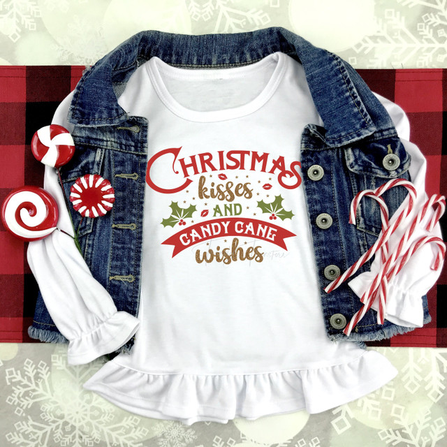 Christmas Kisses and Candy Cane Wishes Sublimation Transfer