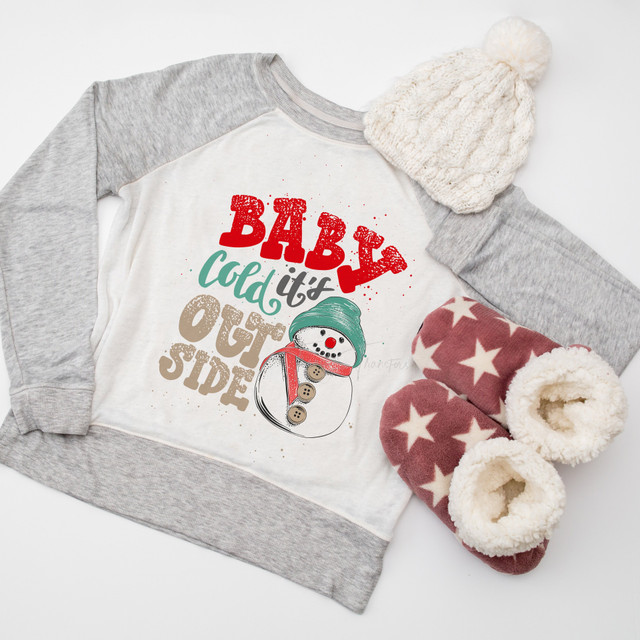 Baby It's Cold Outside Cute Snowman Plaid Sublimation Transfer Baby It's Cold Outside Cute Snowman Plaid Sublimation Transfer