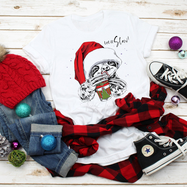 Let it Slow Christmas Winter Sloth Sublimation Transfer Let it Slow Christmas Winter Sloth Sublimation Transfer