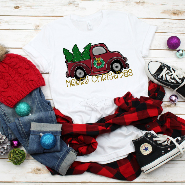 Merry Christmas Truck Christmas Tree Sublimation Transfer Merry Christmas Truck Christmas Tree Sublimation Transfer