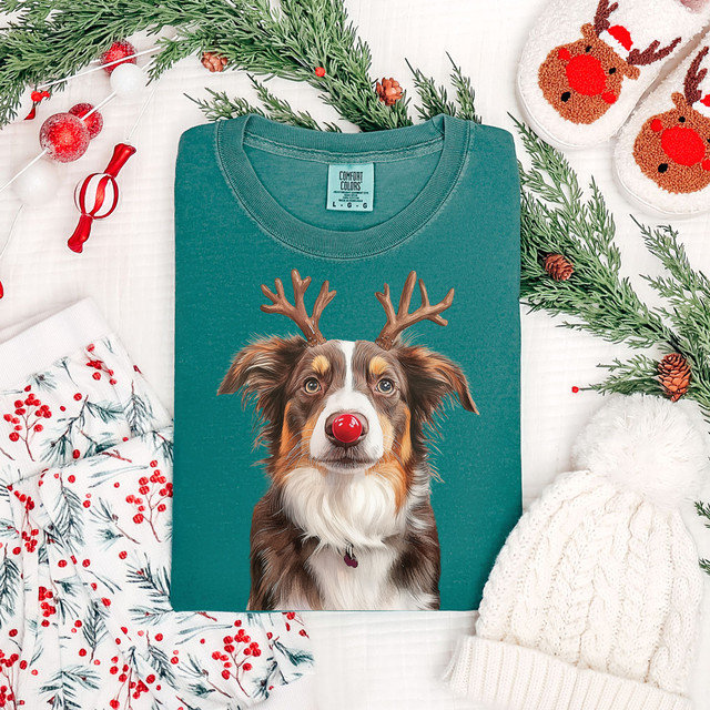 Christmas Reindeer Dog DTF Heat Transfer