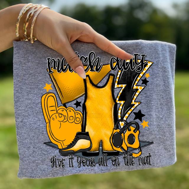 Match Day Black/Yellow DTF Heat Transfer