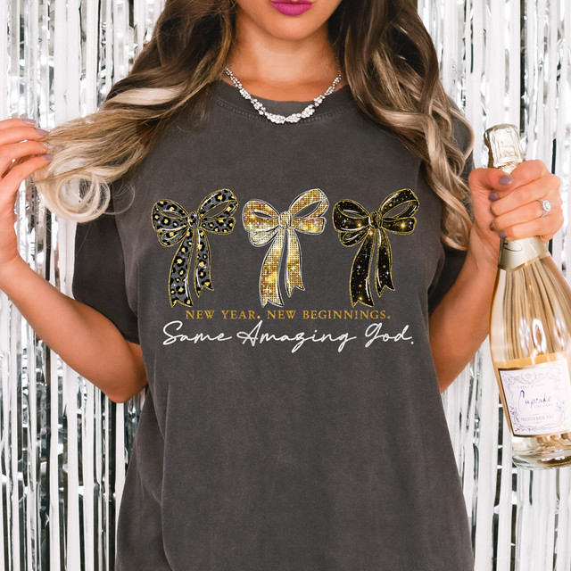 New Year. New Beginnings. Same Amazing God. WHITE DTF Heat Transfer