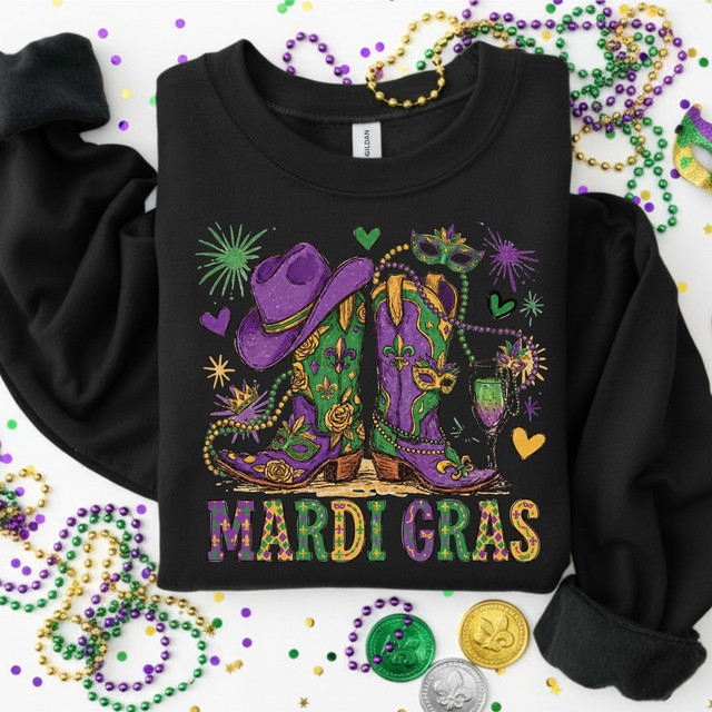 Mardi Gras Boots DTF Heat Transfer