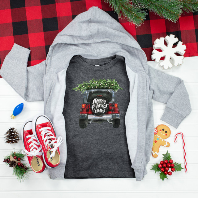 Christmas Jeep YOUTH Screen Print Heat Transfer