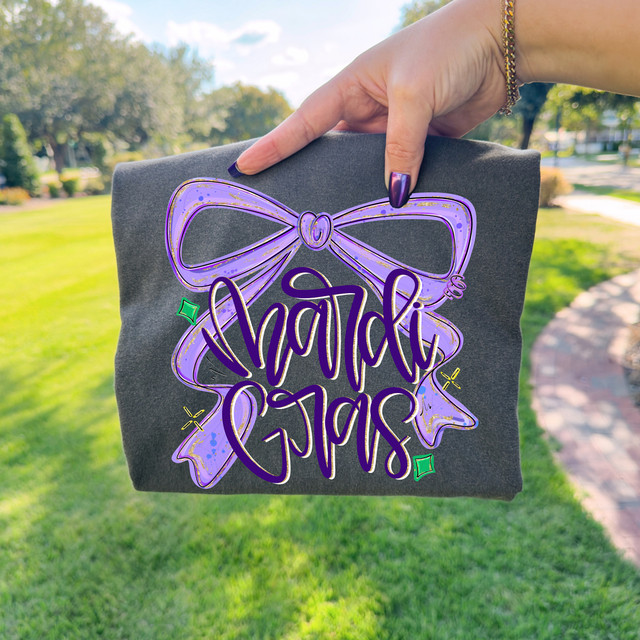 Mardi Gras Oversized Coquette Bow DTF Heat Transfer
