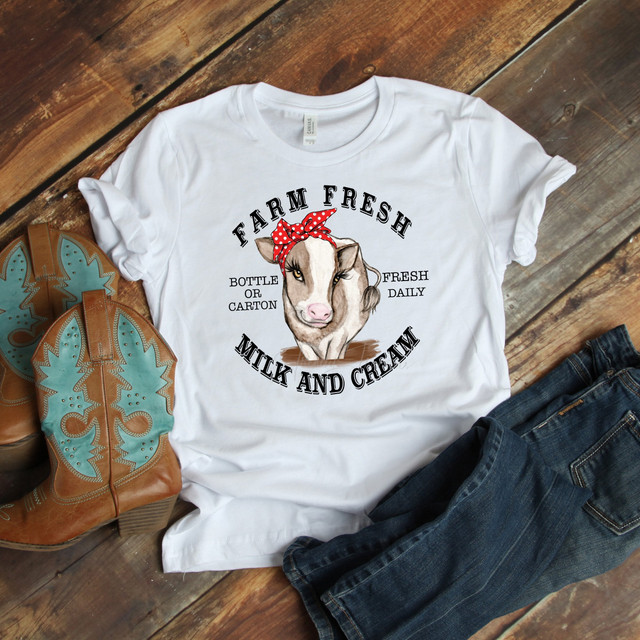 Farm Fresh Milk and Cream Cow Sublimation Transfer