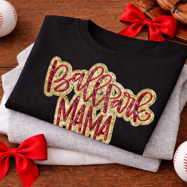 Faux Sequins Red Ballpark Mama DTF Heat Transfer