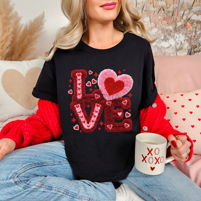Faux Yarn Love Heart DTF Heat Transfer
