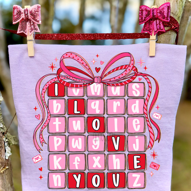 I Love You Word Search DTF Heat Transfer