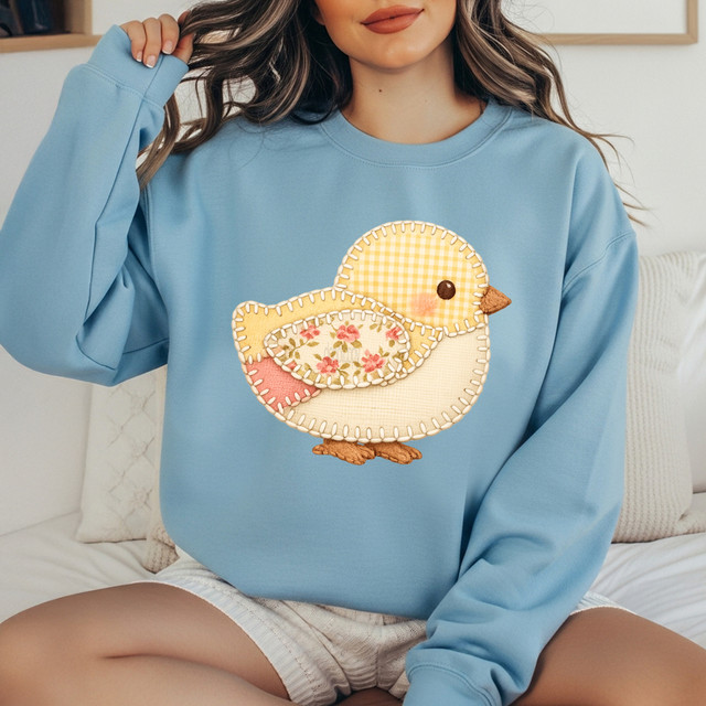 Faux Patchwork Chick DTF Heat Transfer