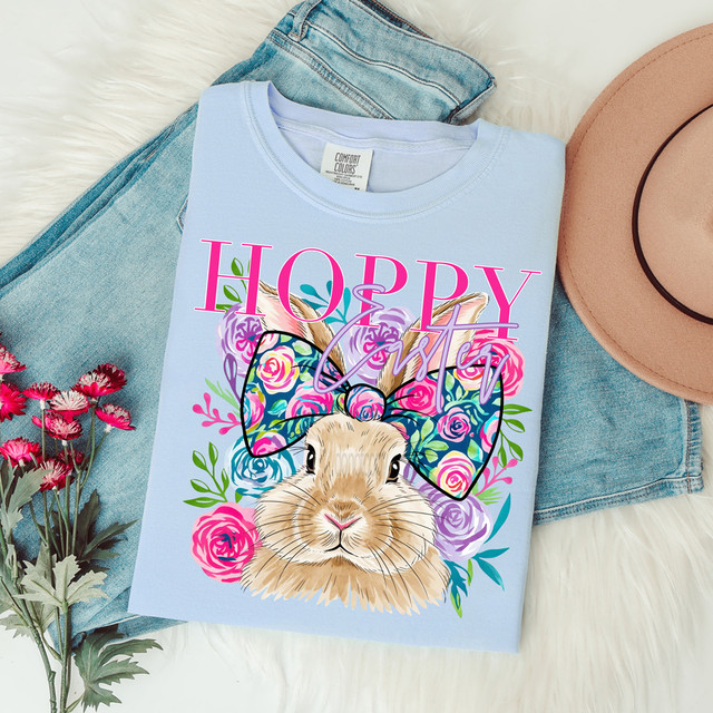 Hoppy Easter Floral Bunny DTF Heat Transfer