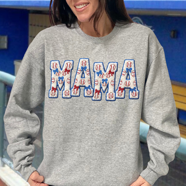 Faux Patch Mama Baseball DTF Heat Transfer