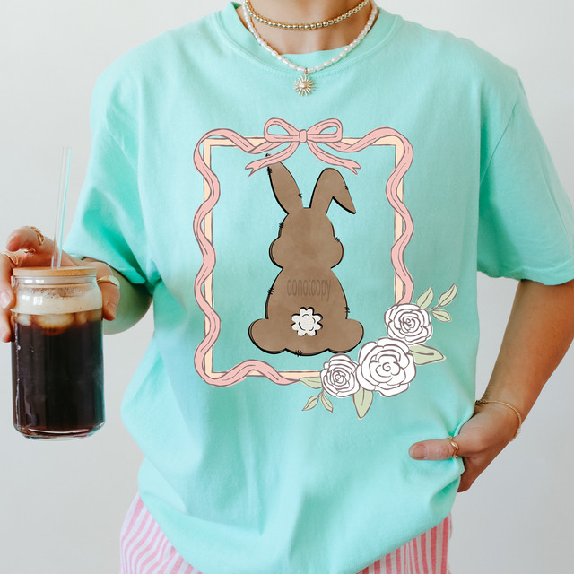 Bow Framed Bunny DTF Heat Transfer