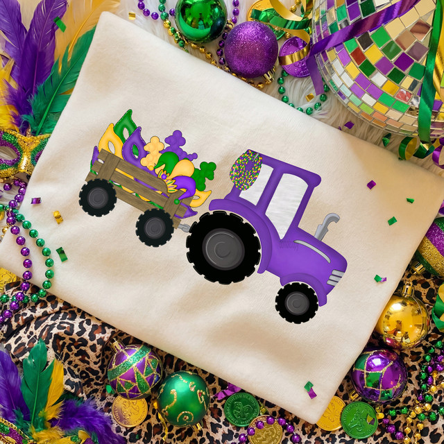 Mardi Gras Tractor DTF Heat Transfer