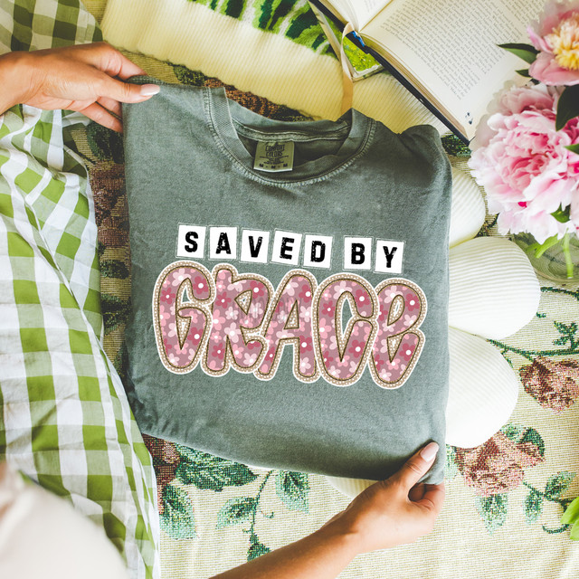 Floral Saved By Grace DTF Heat Transfer