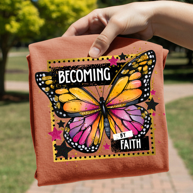Becoming My Faith Butterfly DTF Heat Transfer