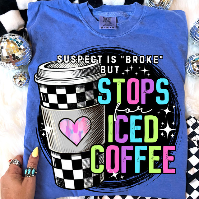 Suspect Is “Broke” But Stops For Iced Coffee DTF Heat Transfer