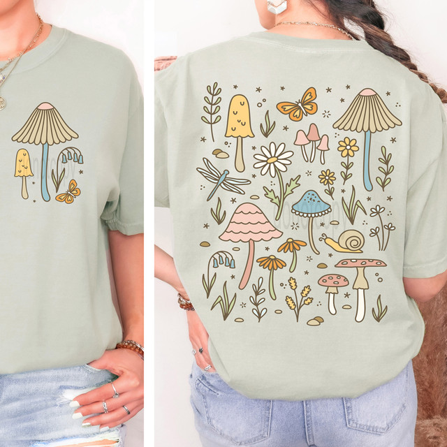 Mushroom Garden Collage SET DTF Heat Transfer