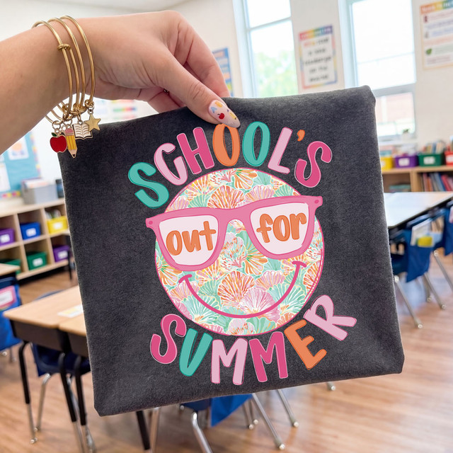 Schools Out For Summer Happy Face DTF Heat Transfer