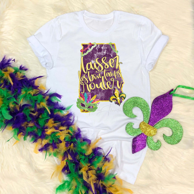 Alabama laissez les bon temps rouler Mardi Gras Sublimation Transfer