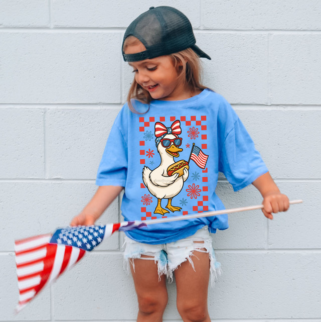 Patriotic Bow Duck DTF Heat Transfer