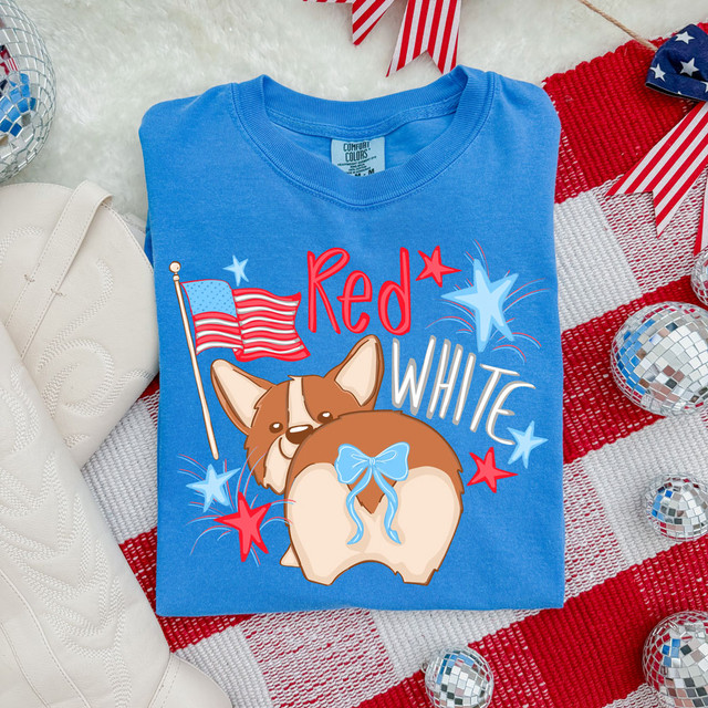 Red White And Corgi Butt DTF Heat Transfer