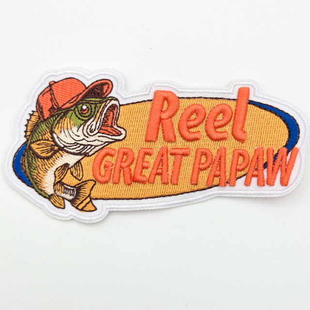 Reel Great Papaw Embroidered Hat Patch – 5" Wide