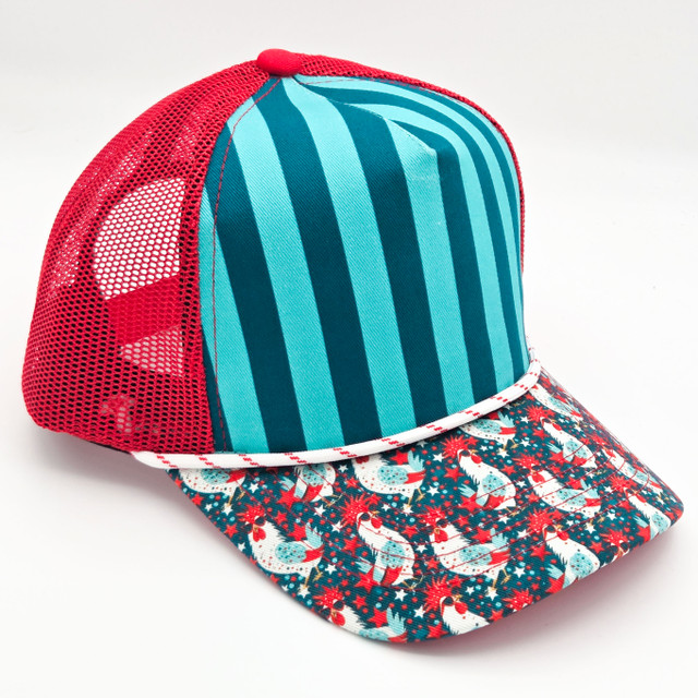 Farmhouse Chicken Print Blank Trucker Hat
