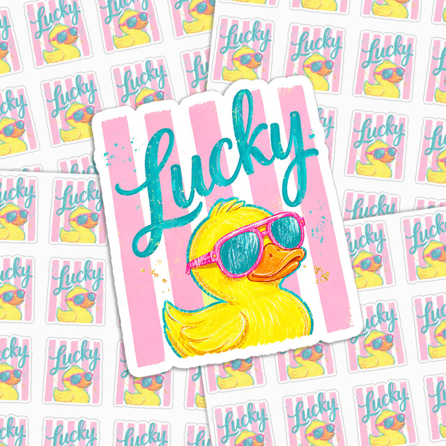 Lucky Rubber Duck Vinyl Sticker Sheet – Waterproof & Weatherproof