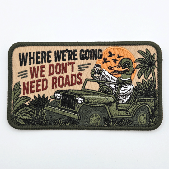Where We're Going, We Don't Need Roads Hat Patch – 4.5" x 2.5"