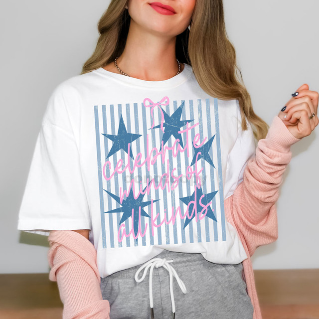 Celebrate Minds Of All Kinds Blue Stripes DTF Heat Transfer