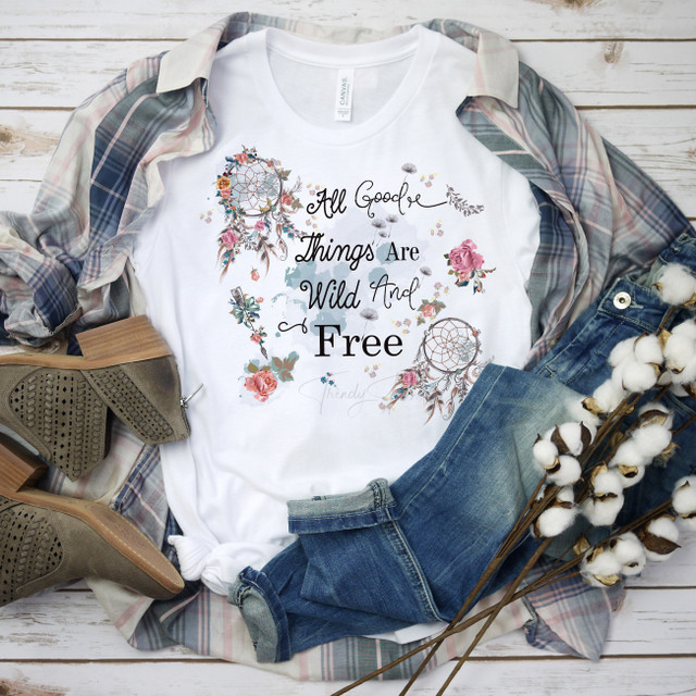 All good things are wild and free boho rose dreamcatcher Sublimation Transfer