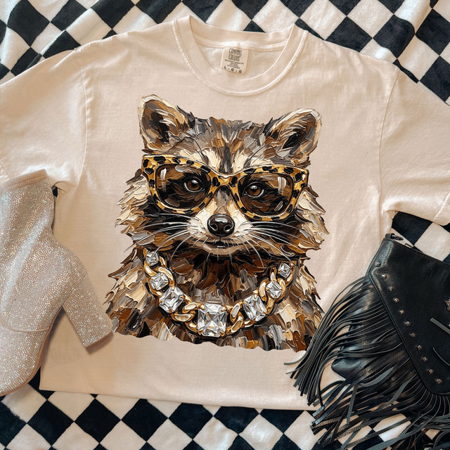 Glam Raccoon DTF Heat Transfer
