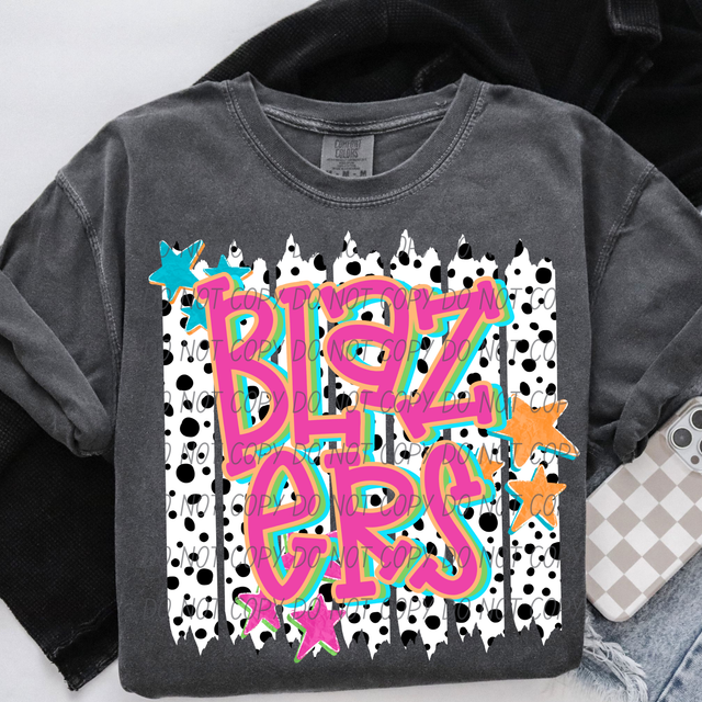 Retro Lotty Dotty School Mascot DTF Heat Transfer