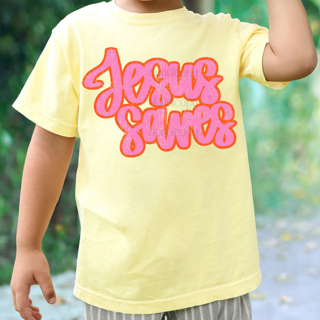 Jesus Saves PINK DTF Heat Transfer