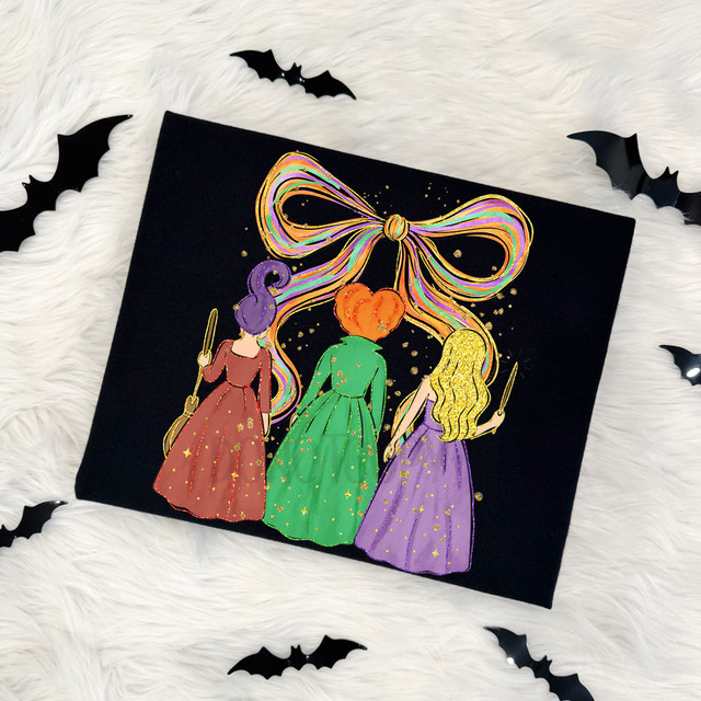 Three Witches Bow Halloween DTF Heat Transfer