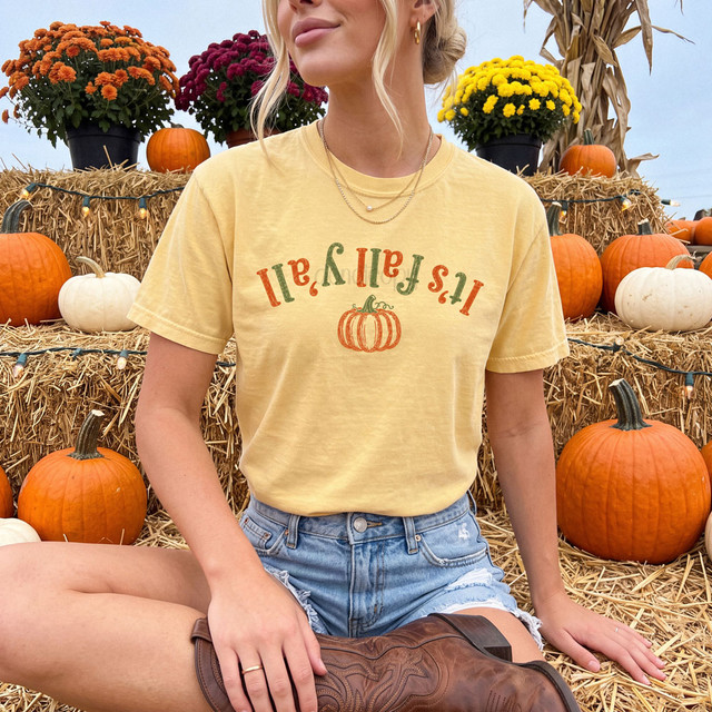 Upside Down It’s Fall Y’all Pumpkin DTF Heat Transfer