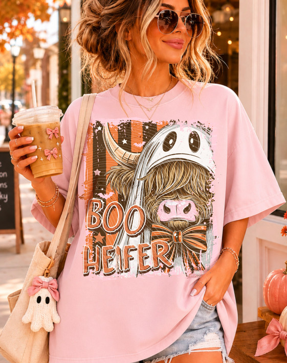 Boo Heifer Highland Cow DTF Heat Transfer